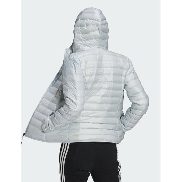 Adidas Jacket Womens XLarge Hooded Varilite Blue Down Puffer Thermal Insulation - Picture 3 of 4